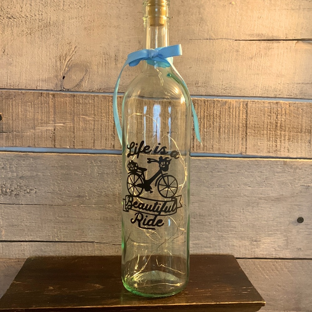 ‘Life is a Beautiful Ride’ Wine Bottle Lantern